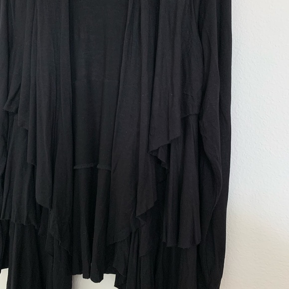 AB Studios size large stretchy black layered cover up wrap jacket. - Picture 5 of 9